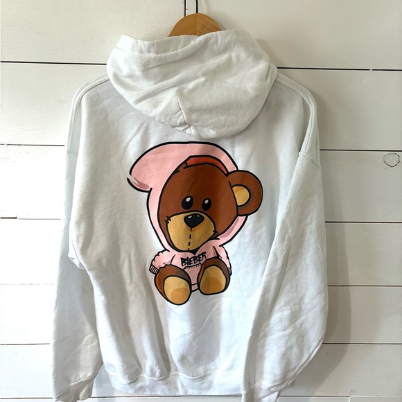 Justin Bieber White Hoodie with Black Graphic - Picture 4 of 4
